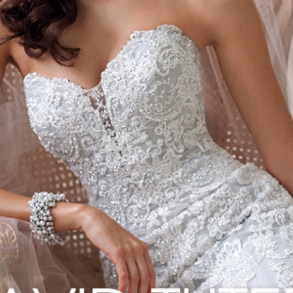 David Tutera Wedding Gown soft baby blue underly - Picture 11 of 15